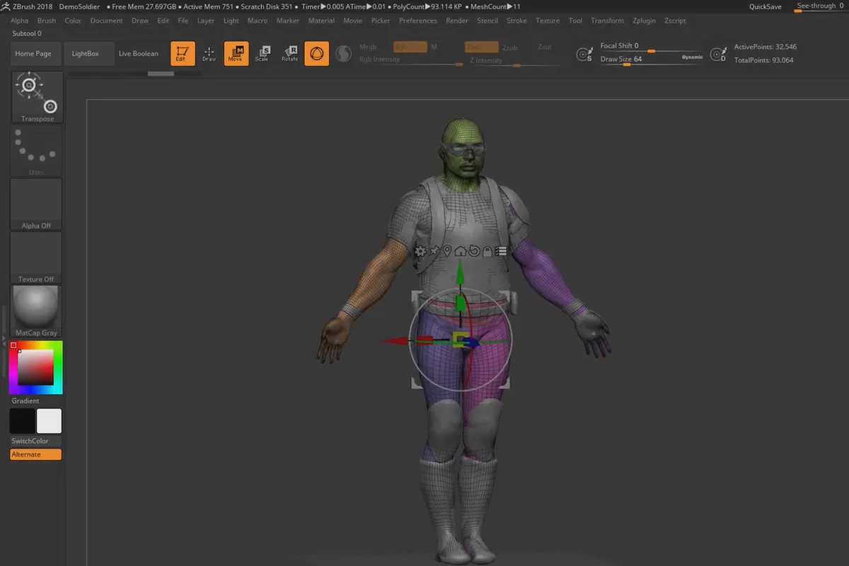 ZBrush 2018 및 4R8 - 업데이트 비디오 트레이닝: 3.2 Gizmo 3D: 방향