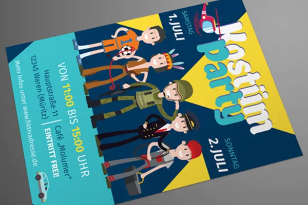 Flyer-Vorlage für Kinderfest, Fasching und Kostümparty – Version 4