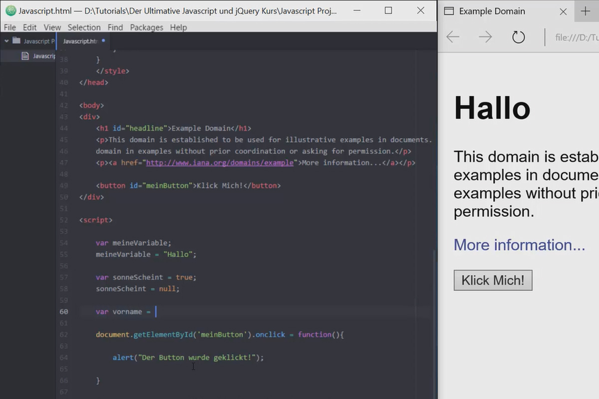 Den optimala träningen för JavaScript och jQuery - 1,4 Klicks och variabler