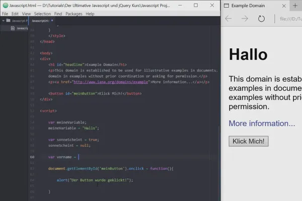 Das ultimative Training für JavaScript und jQuery – 1.4 Klicks und Variablen