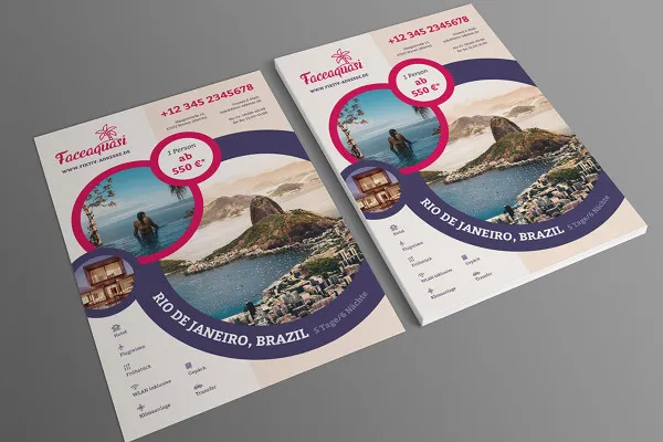 Modelos de panfletos para agências de viagens para exibir e para a publicidade em vitrines - Variante 3