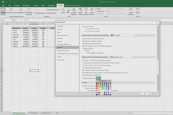 Excel-træning for øget effektivitet på kontoret: Kalender, organigram og andre – Brug af farvede gitterlinjer 2.3