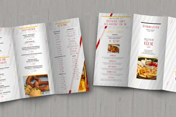 Modelli di menu per designer e ristoratori - Cucina tedesca