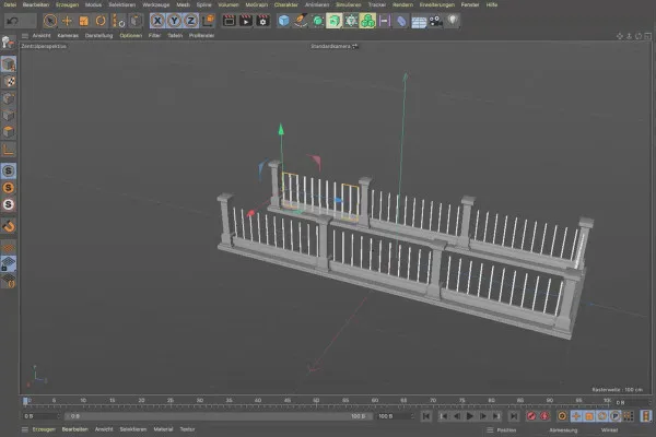 Cinema 4D-튜토리얼 "Underground": 1.8 Geländer -> Cinema 4D-튜토리얼 "Underground": 1.8 지붕턱