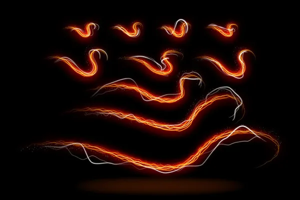 Traînées lumineuses pour Photoshop et Affinity Photo - Traces de lumière en forme de S