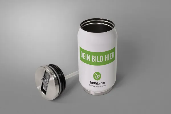 Mockup: Thermodose mit Deckel daneben