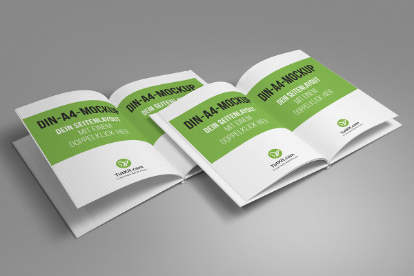 A4 yüksek formatında sert kapaklı kitapla mockup - Sürüm 3