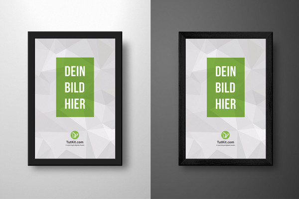 Mockup for a black picture frame in portrait format
