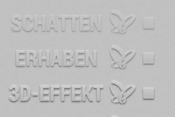 Photoshop-Stile für transparente Relief-Effekte: erhaben