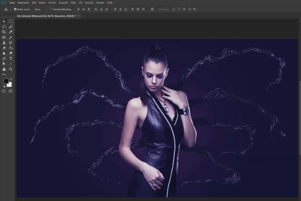 Compositing in Photoshop per principianti: Vedova Nera - 4 look a colori e passaggi finali