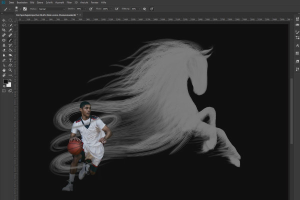 Photoshop composing tutorial: The sports spirit - paint and mask 4 threads