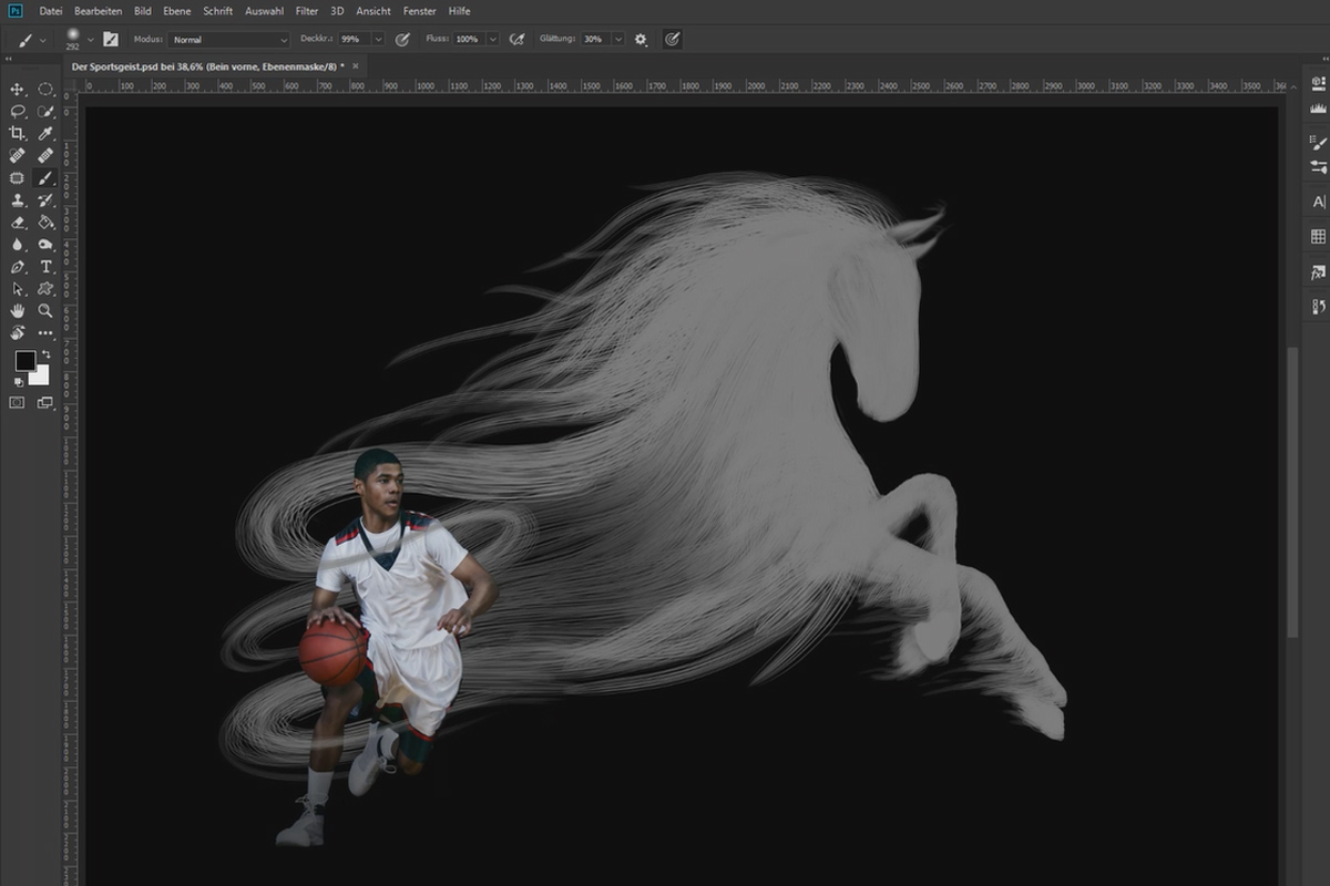 Photoshop-sammansättningstutorial: Sportsanden - Måla och maskera 4 trådar