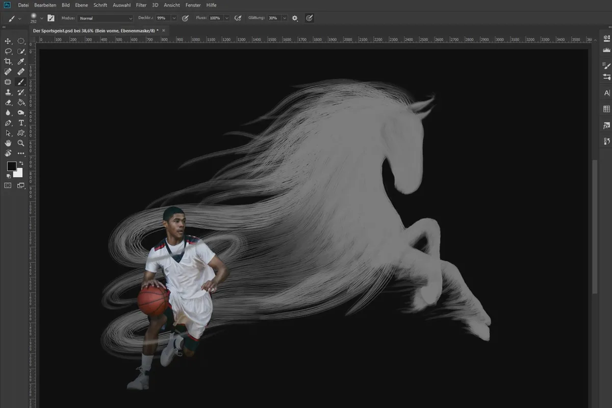 Photoshop-Composing-Tutorial: Der Sportsgeist – 4 Fäden malen und maskieren