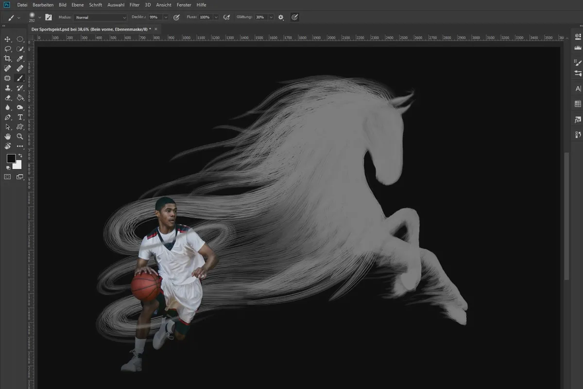 Tutorial Komposisi Photoshop: Semangat Olahraga - Melukis dan Memasker 4 Benang