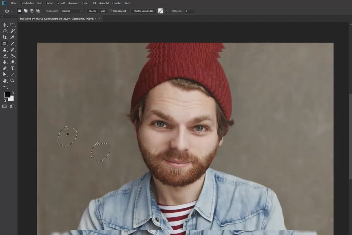 Photoshop-arbeidsflyt: Portrett i barnekroppsskjema - 4 kropper forminke og bakgrunn
