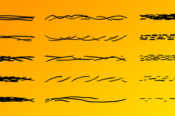 Affinity Designer pensler til vektorgrafik i skitsestil: krøllede linjer, korte streger, skravering