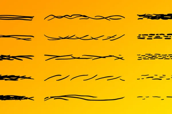 Affinity Designer-Pinsel für Vektorgrafiken im Skizzen-Look: schnörkelige Linien, kurze Striche, Schraffur