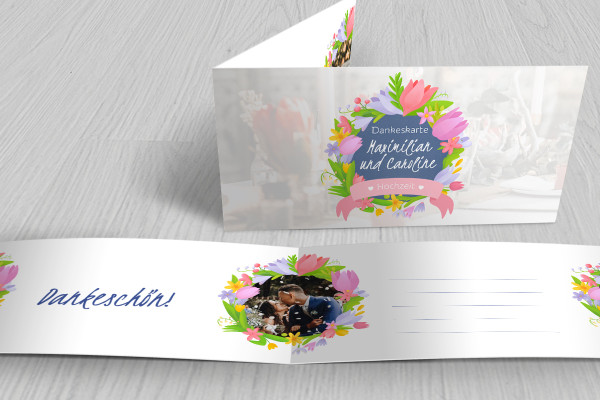 Printable template for wedding thank you card - version 3