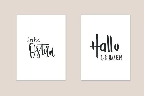 Lentefrisse handlettering sjablonen voor Pasen: 05 | "vrolijk Pasen", "Hallo daar konijnen