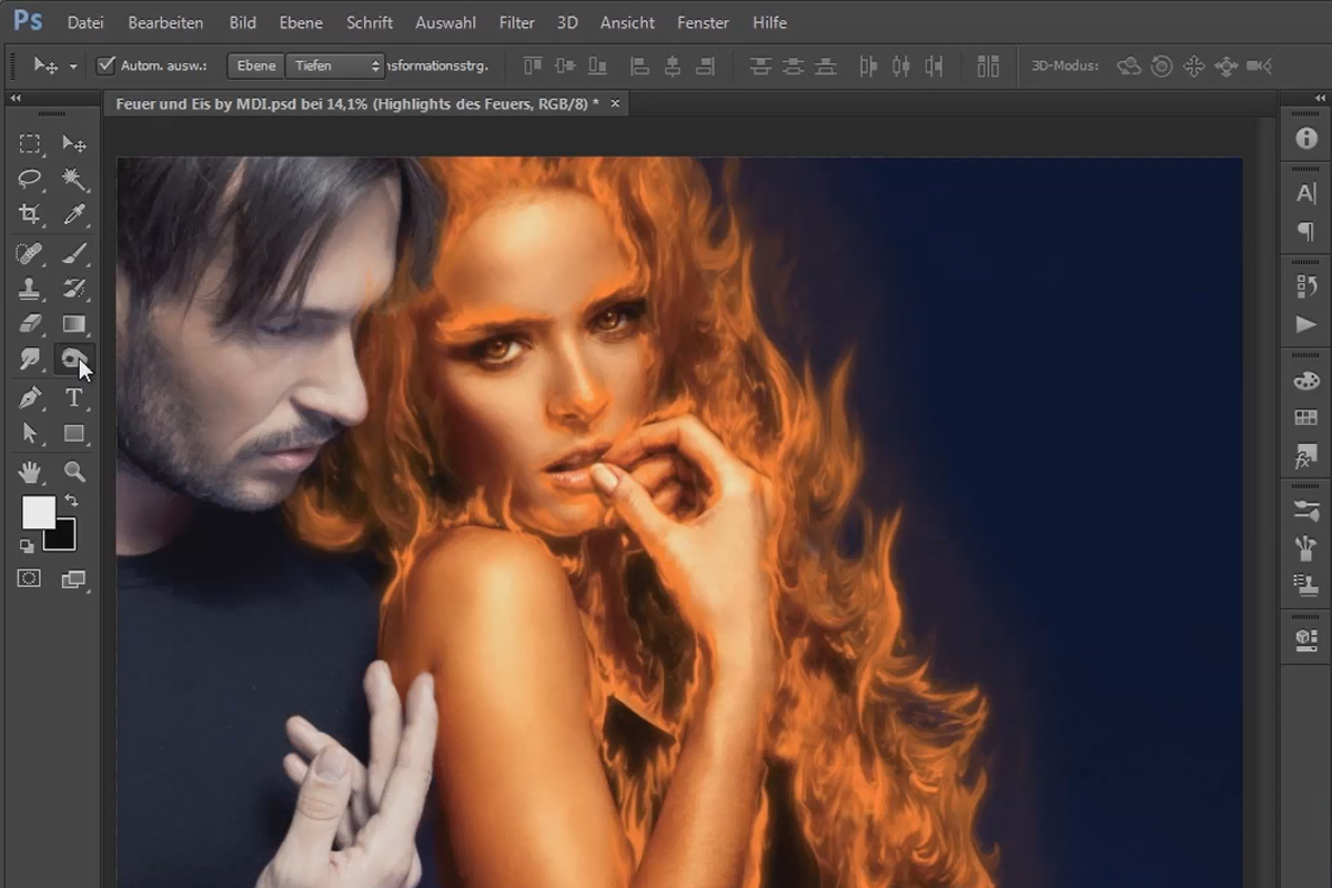Photoshop-kompositointi - tuli ja jää - Osa 05: Tee tuli loistamaan