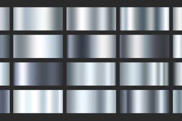 Photoshop gradient: 20 gradients in silver for metal effects to download