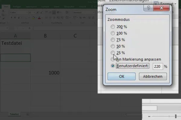 Excel-Grundlagen – Einführung für Anfänger: 05 Zoom-Modus anpassen