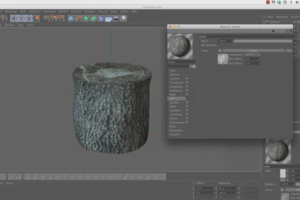 Shader og teksturer - Materialoprettelse i CINEMA 4D: Hackblok