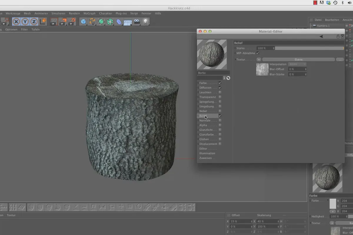 Shader und Texturen - CINEMA 4D에서 소재 생성: Hackklotz
