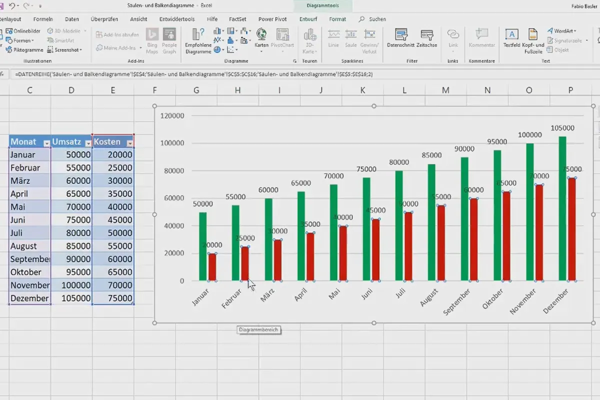 A crea diagrame în Excel: 3.1 | Diagrama cu coloane și bare