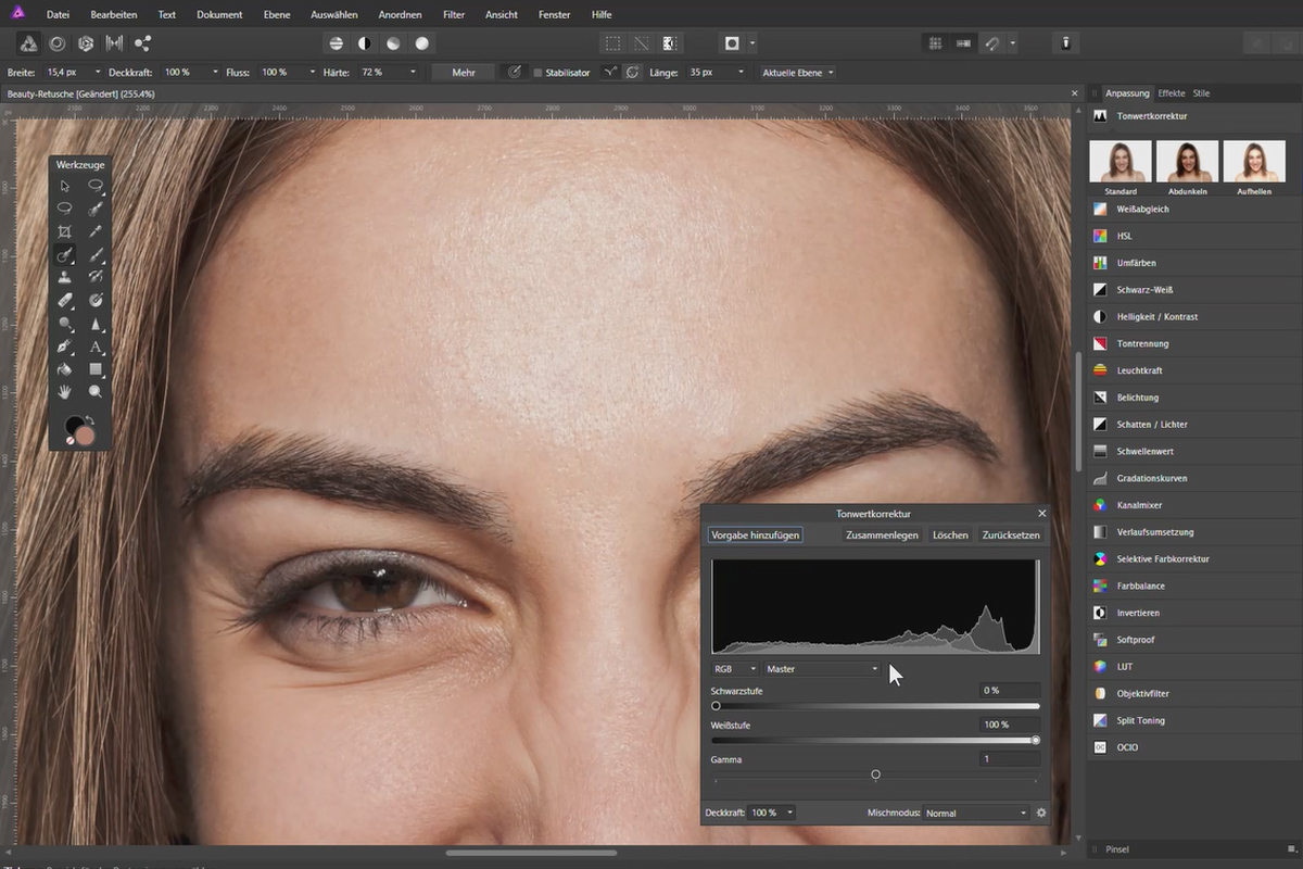 Güzellik düzenlemesi Affinity Photo'da: 05 | Cilt düzenleme Detayları
