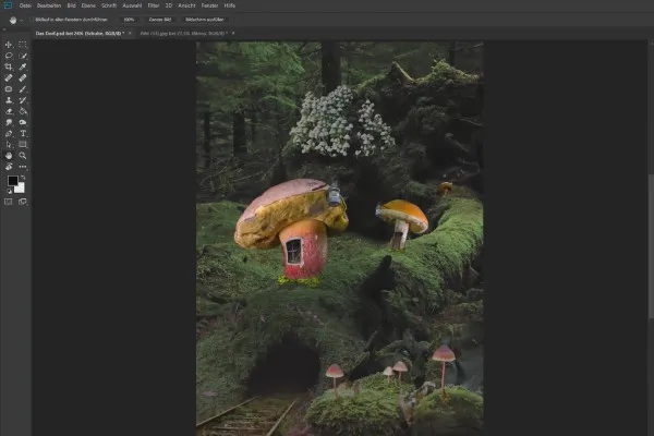 Compositing in Photoshop: das Dorf – 5 Farben angleichen
