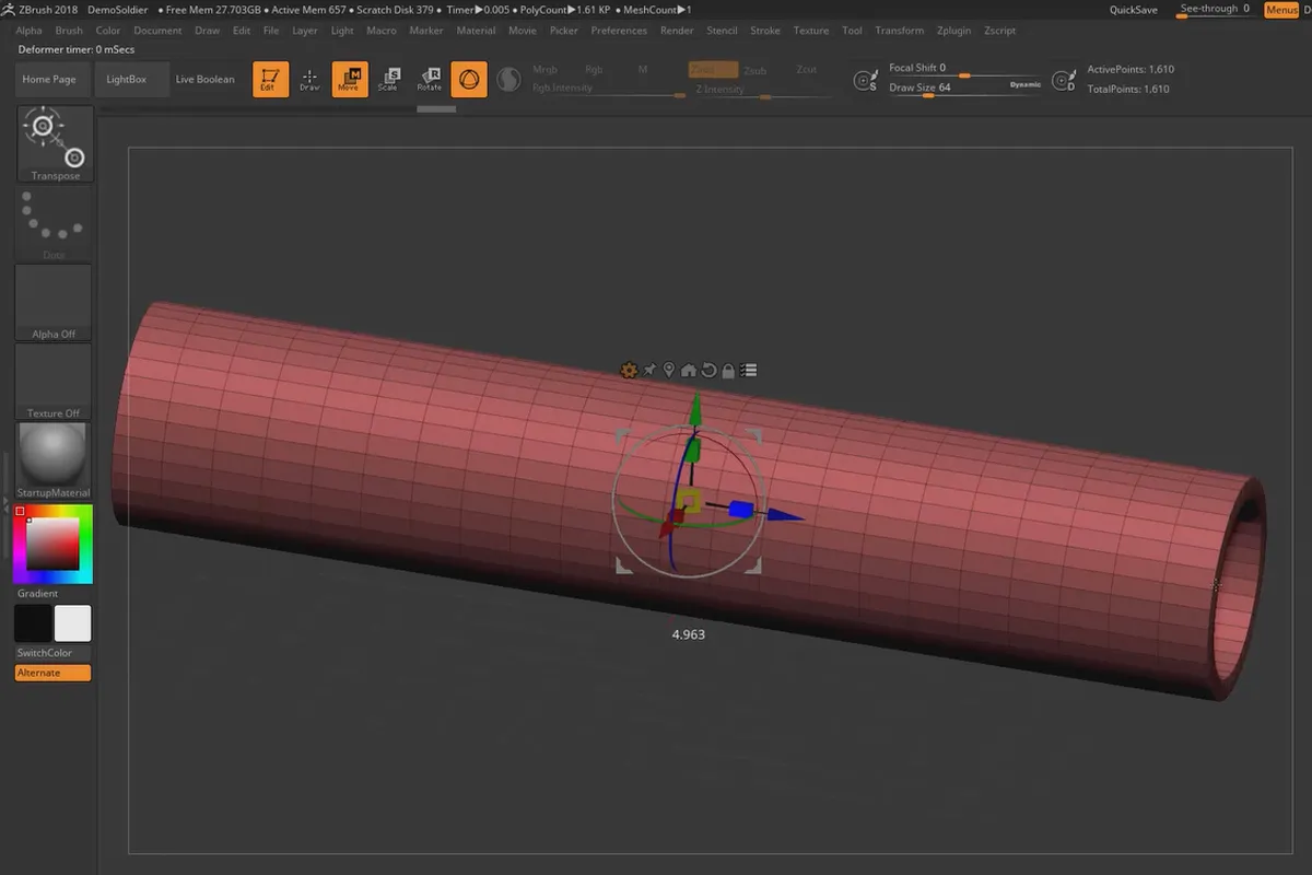 ZBrush 2018 및 4R8 - 업데이트 비디오 학습: 3.3 Gizmo 3D: 기본 개체