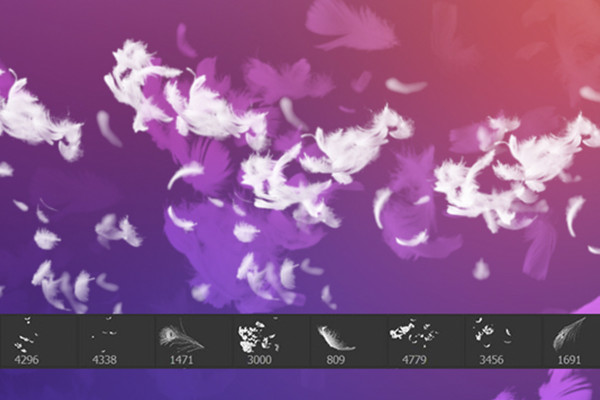 Photoshop fırçaları: Efektli tüy desenleri