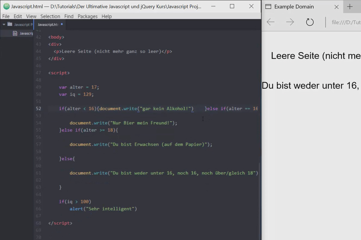 Den ultimata träningen för JavaScript och jQuery - 1.5 If- och Else-If-villkor