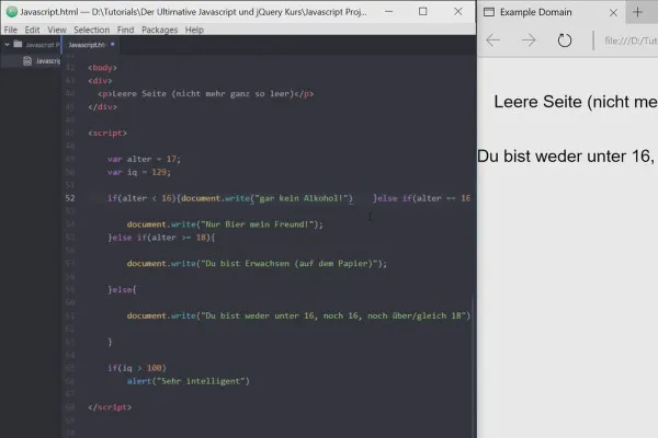 Das ultimative Training für JavaScript und jQuery – 1.5 If- und Else-If-Bedingungen