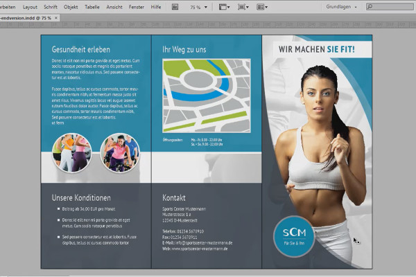 Flyer design in folded format using the example of a sports studio/fitness studio - Part 1