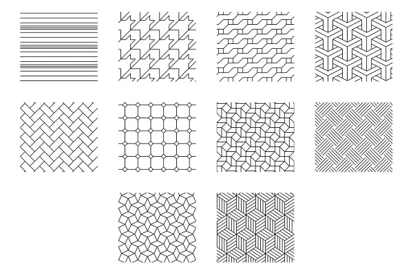 Vektorbasierte geometrische Muster für Illustrator und Affinity Designer: Linien, Rechtecke und Textil