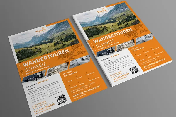 Flyer templates for travel agencies for display and window advertising - variant 4