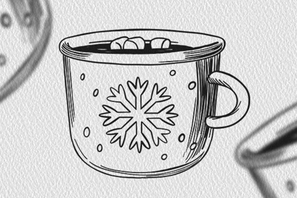 Motivo navideño en blanco y negro: Taza