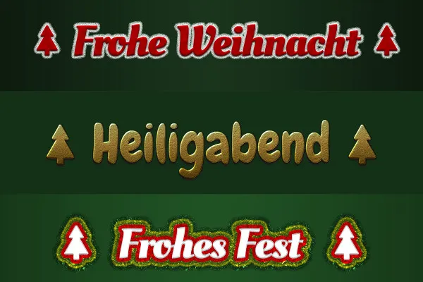 Photoshop stilleri Noel ve kış için: 04 | Mutlu bir fest için stiller