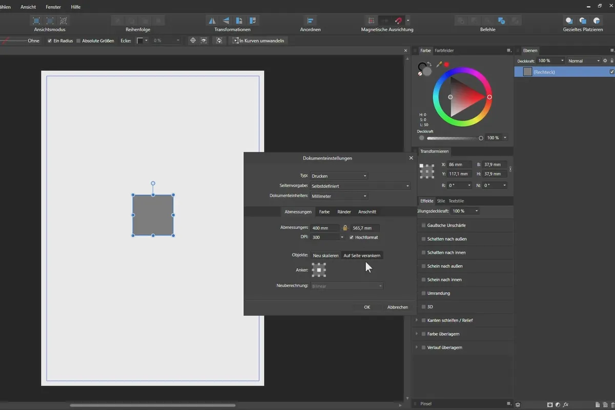 Affinity Designer-Tutorial – Grundlagen: 1.5 | Dokument einrichten