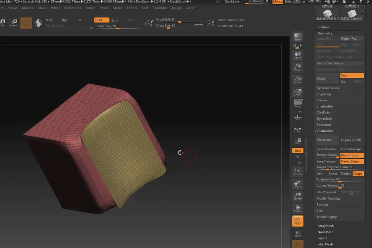 ZBrush 2019 - 4. värskenduse videokoolitus: ZRemesher v3.0