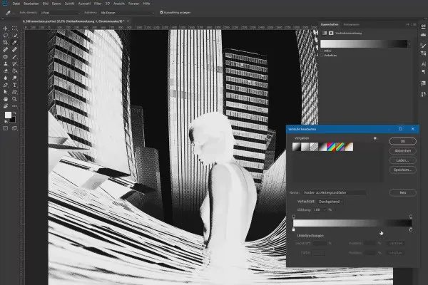 Urban image montage in Photoshop: Artwork "The big city" - 5 style conversion