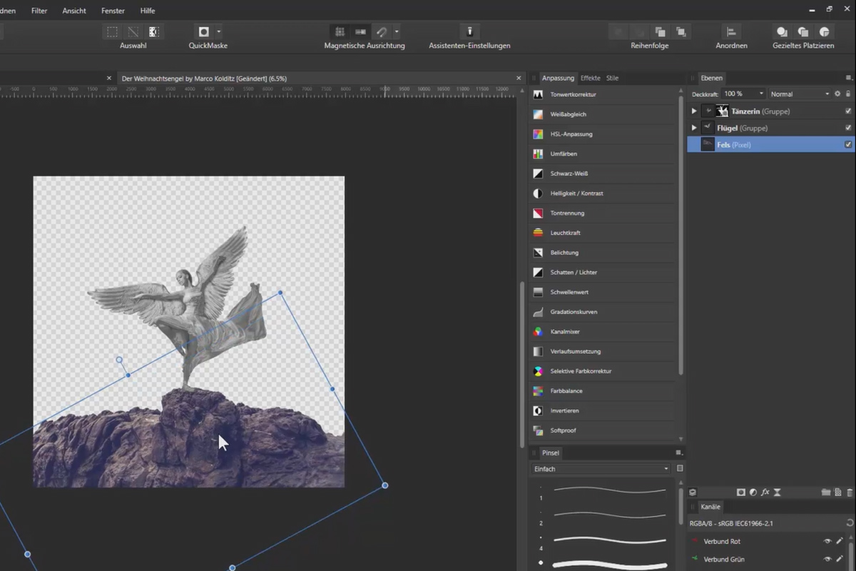 Compositings i Affinity Photo: Juleengler – Frigjøre og plassere 5 steiner.