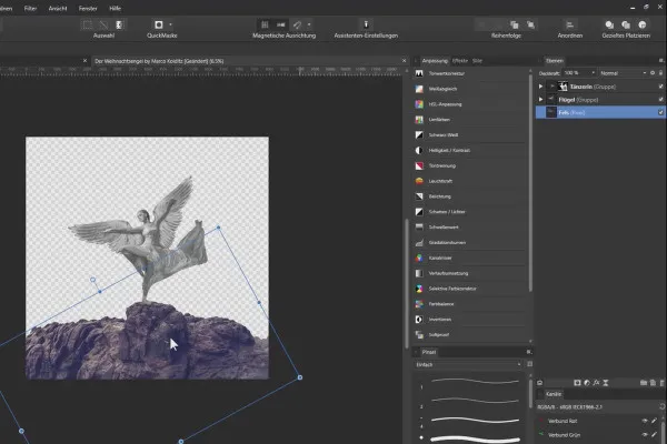 Composición en Affinity Photo: Ángeles de Navidad - 5 rocas para recortar y colocar