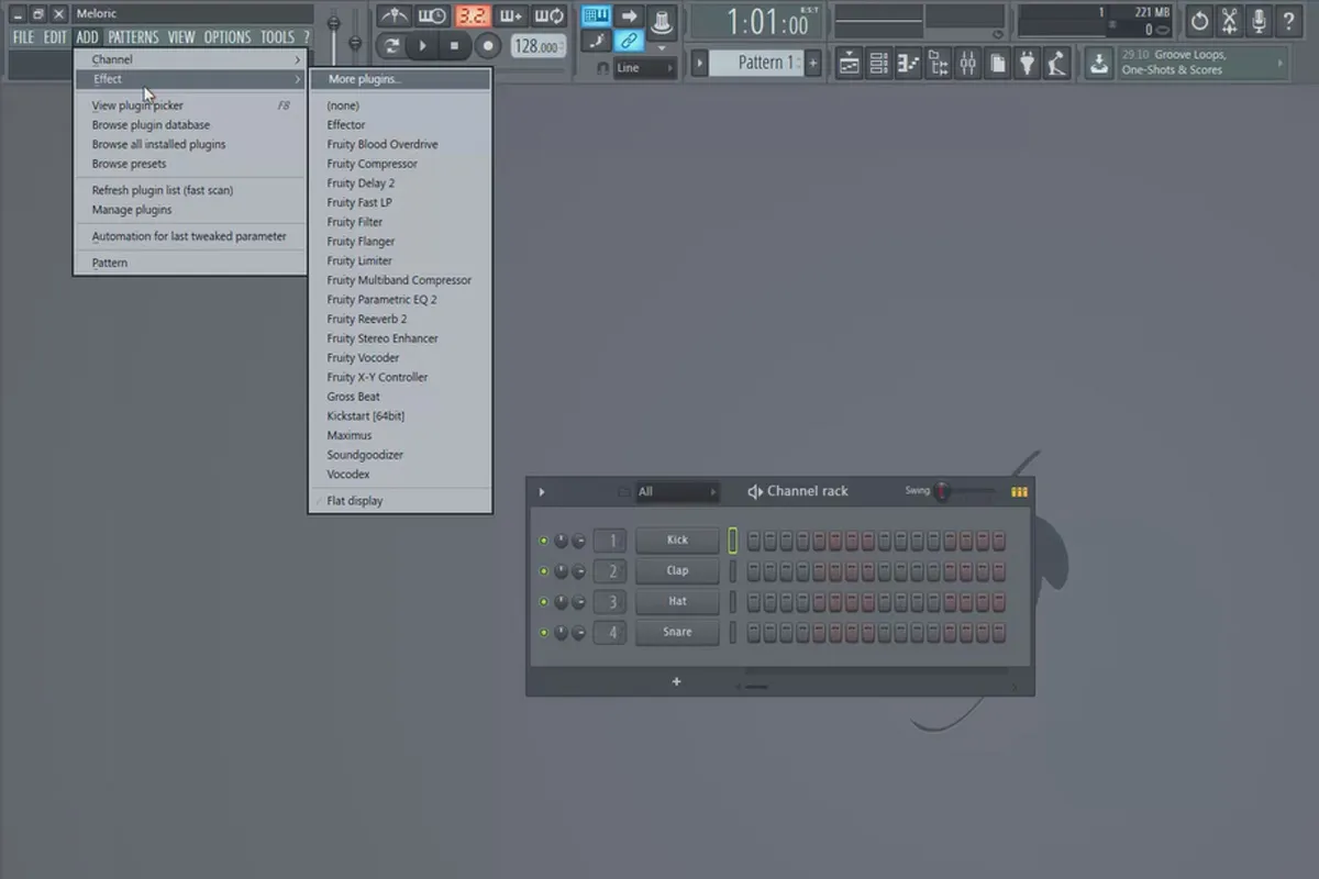 Digitale Musikproduktion mit FL Studio – 2.2 Allgemeine Bedienelemente, Step Sequencer und Playlist