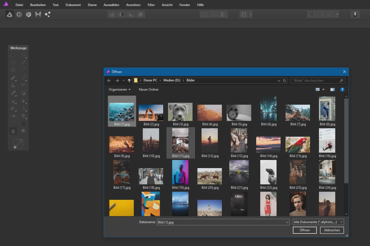 Affinity Photo-opplæring - Grunnleggende: 1.5 | Åpne et bilde