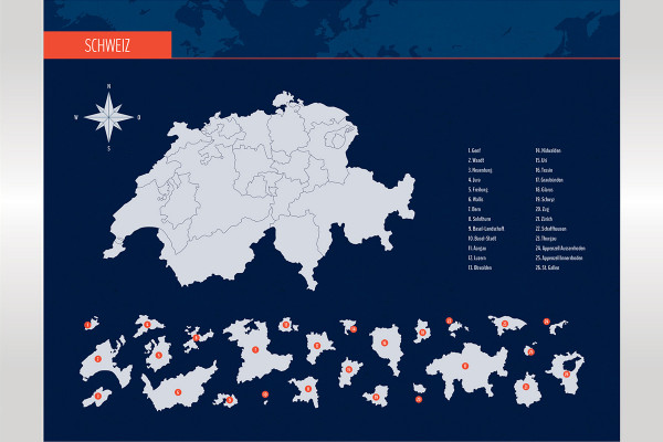 Vektorbasierte Landkarten: Schweiz, Kantone