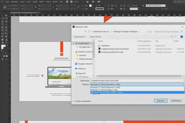 InDesign lernen – Tutorial für Einsteiger: 1.4 Speicherformate und Dateien verpacken