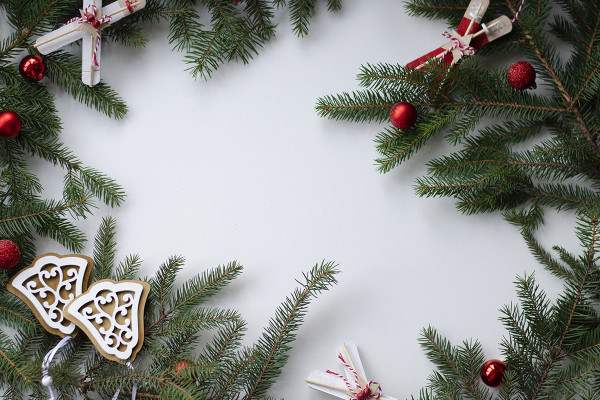 9 Christmas backgrounds as images with green branches of fir trees